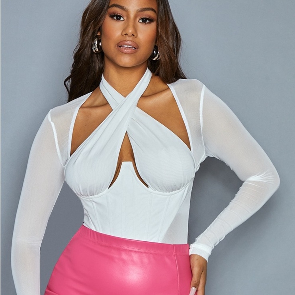 PrettyLittleThing White Mesh Bodysuit